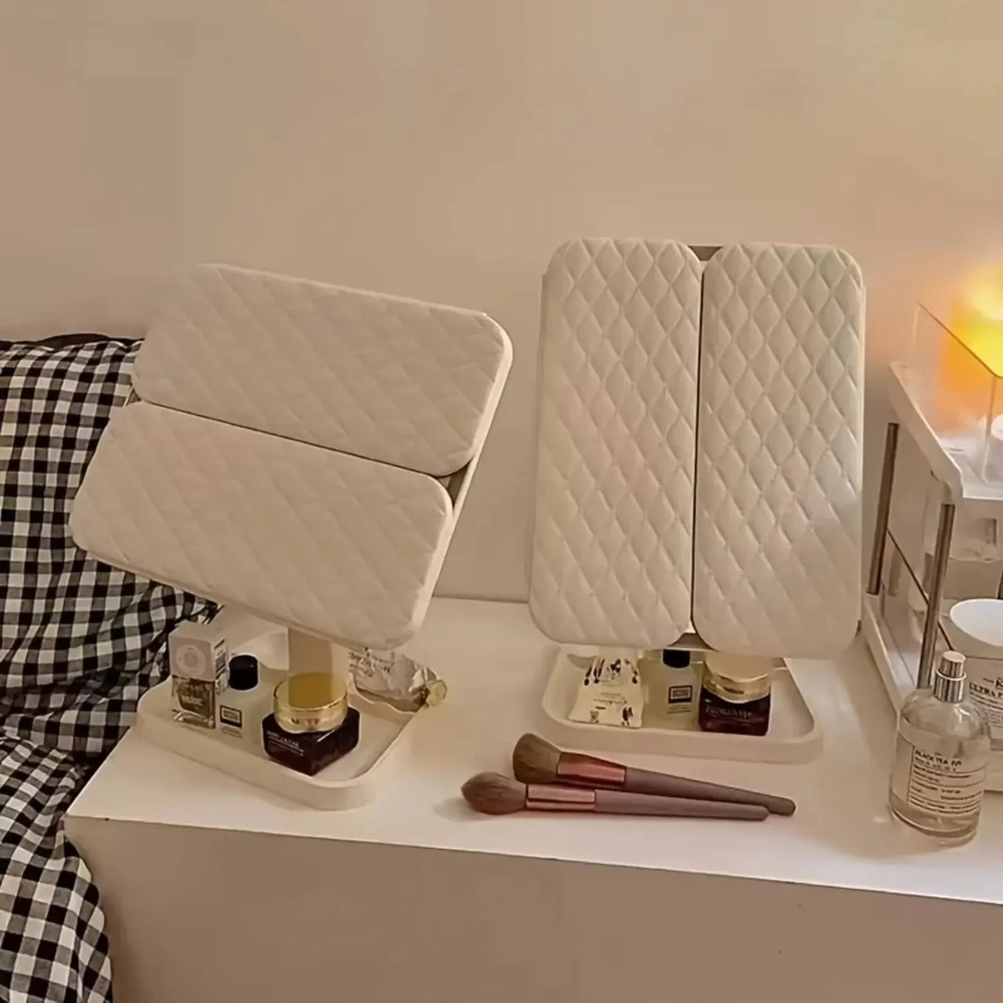 Miroir sur Pied avec Éclairage LED et Triple Vue